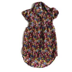 Disney Signature Floral Sheer Short Sleeve Button Up Dress - M